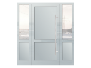 Алюминиевая однопольная дверь в дом теплая белая