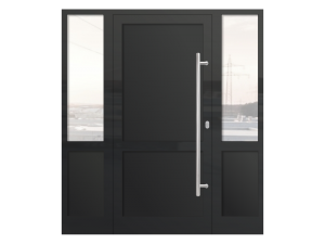 Алюминиевая однопольная дверь в дом теплая черная
